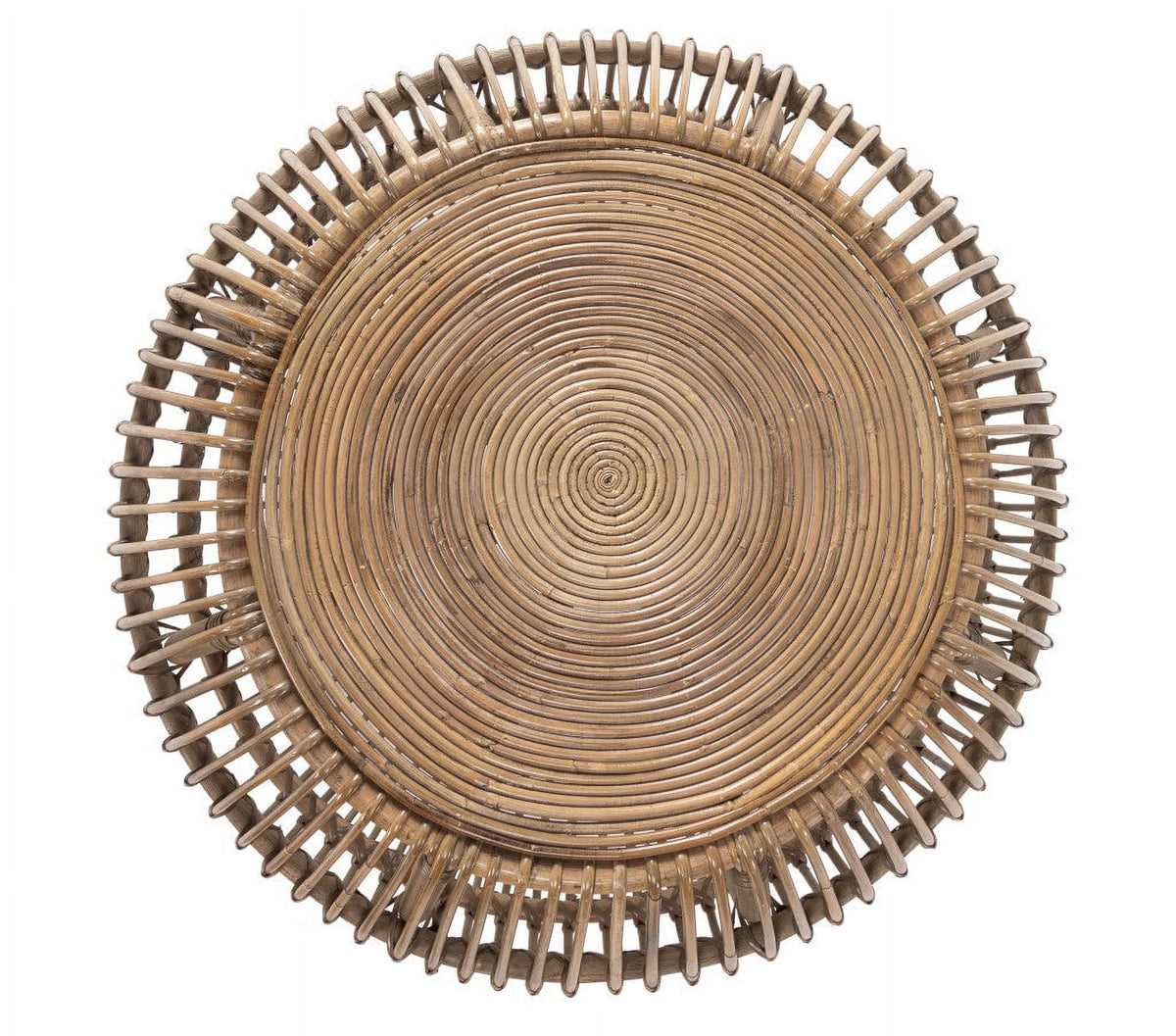 Natural Rattan Round Distressed Coffee Table B6223