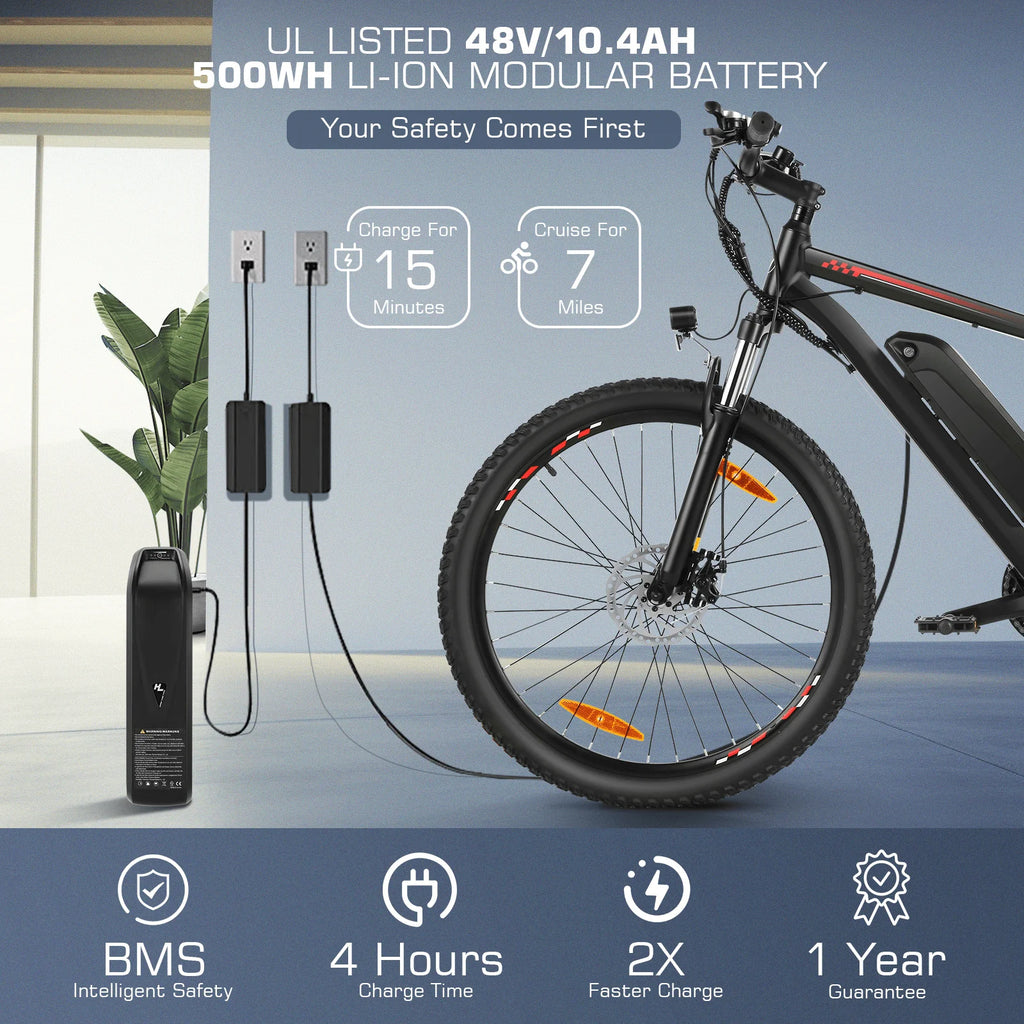 Electric Bike 26 500W 48V 10.4Ah 19.8MPH C554239