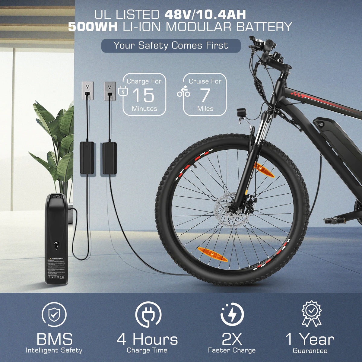 Electric Bike 26 500W 48V 10.4Ah 19.8MPH C554239