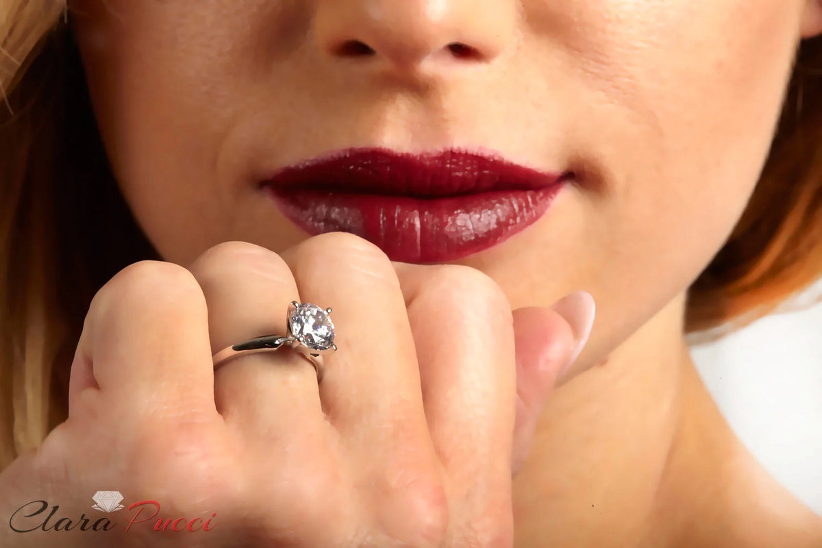 14K White Gold Solitaire Engagement Ring size 6.5 R429