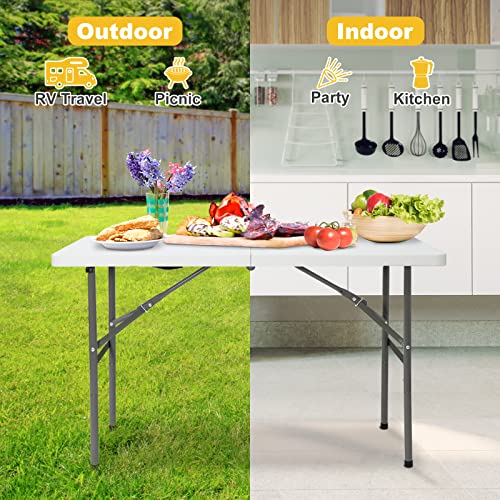6 ft White Plastic Folding Table with Steel Legs G30152