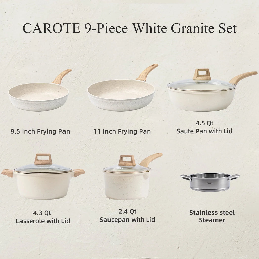 10 Pcs White Nonstick Granite Cookware Set C91232