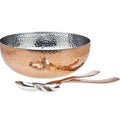 3 Piece Stainless Steel Hammered Salad Bowl with 2 Server T48062