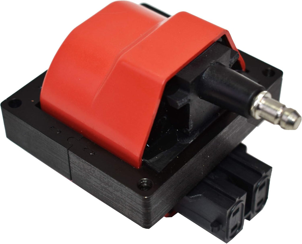 8mm Spark Plug Wires and E-Core Ignition Coil for SBC BBC GMC Chevrolet 5.7L Pickup Truck Van Camaro 305 350 Red Cap and Wires P69234