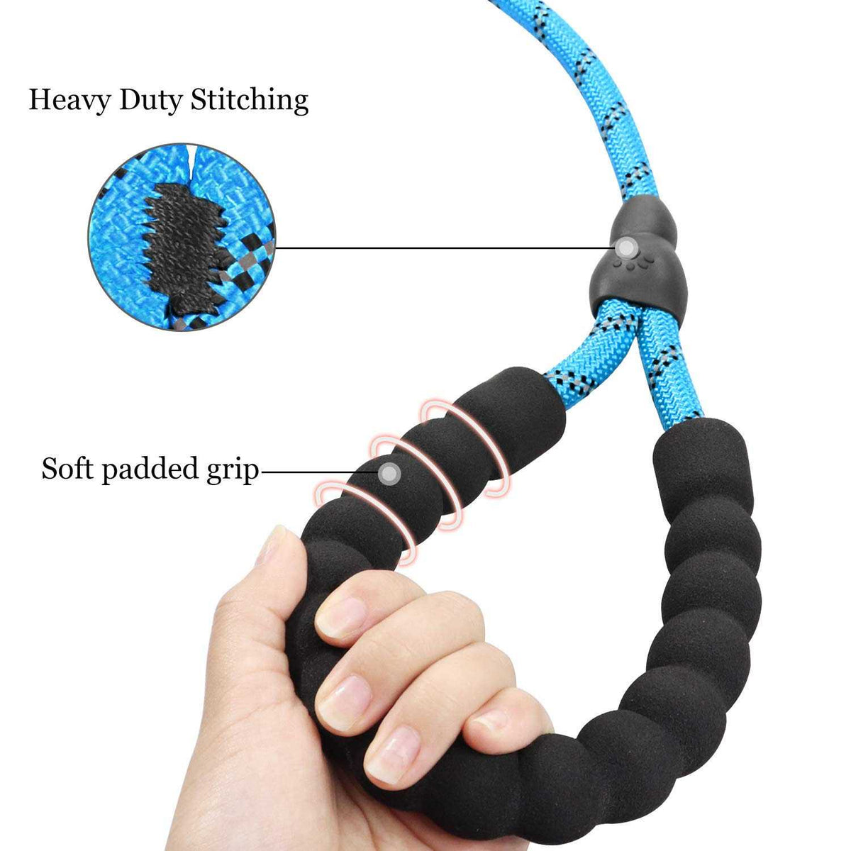 6 FT Reflective Rope Slip Lead Dog Leash with Padded Handle L756