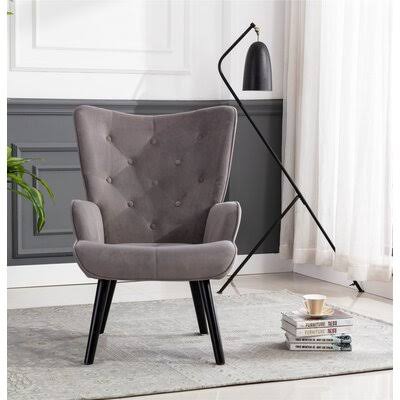 Silvery Gray Velvet Accent Chair T8431