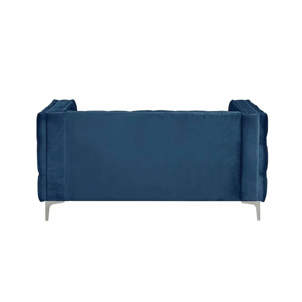 Blue Velvet Loveseat with Iron Legs U198253
