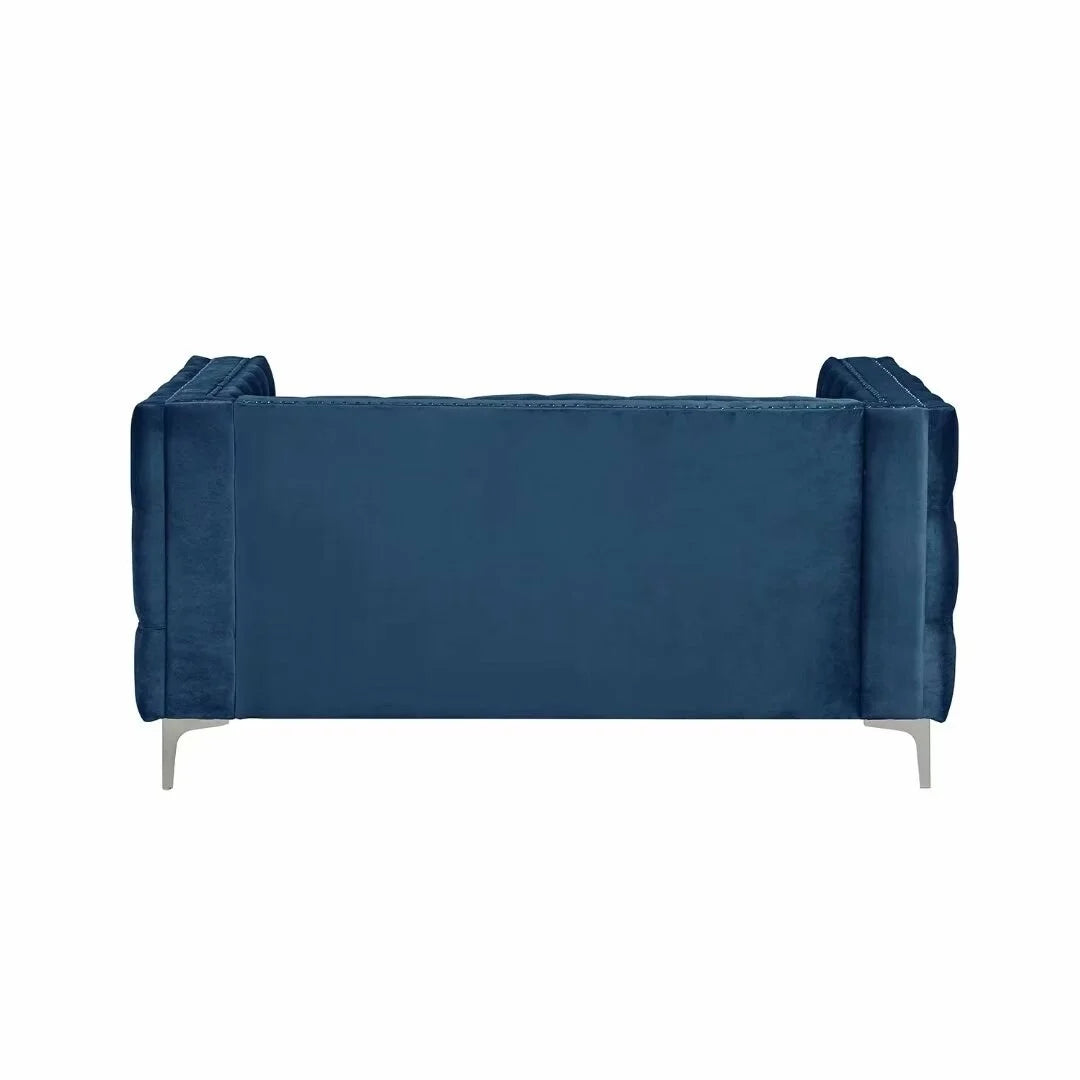 Blue Velvet Loveseat with Iron Legs U198253