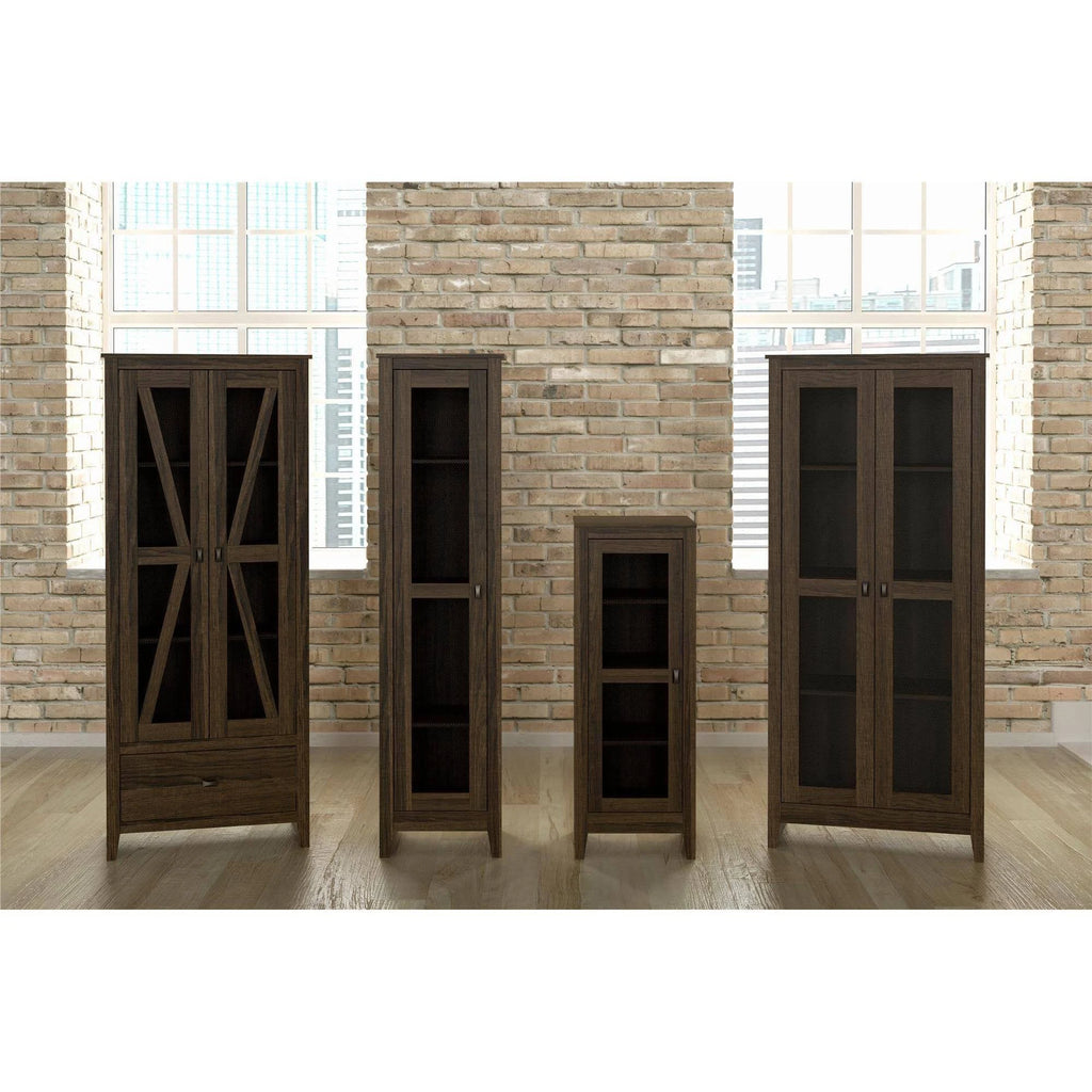 Dark Oak Storage Cabinet with Mesh Door Z478972