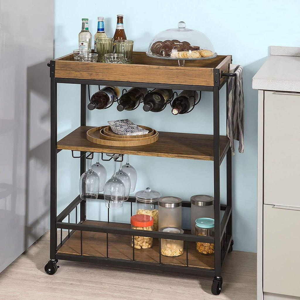 Bar Cart with 3-Tier Storage Shelves B346043