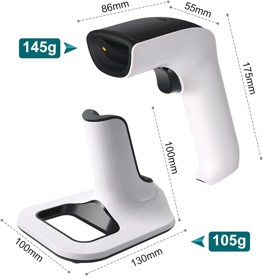 Wireless 2D Bluetooth Barcode Scanner with USB Receiver H4418