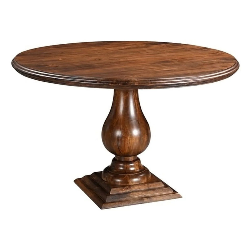 48" Round Solid Wood Pedestal Dining Table in Dark Brown I8640