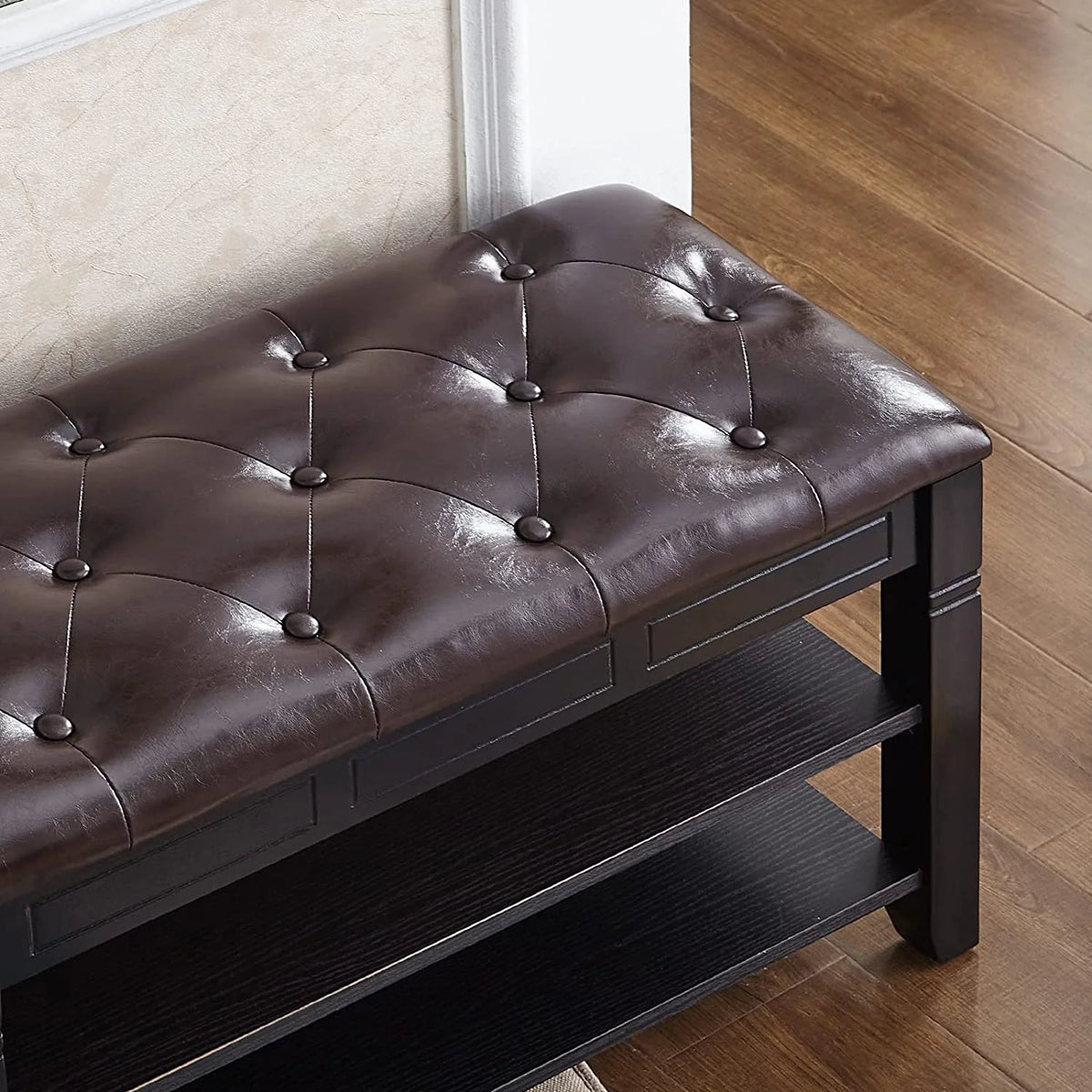 Black Shoe Storage Bench with Cushion H976