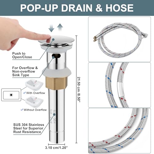 Brushed Nickel Single Handle Waterfall Bathroom Sink Faucet with Pop-up Drain L461