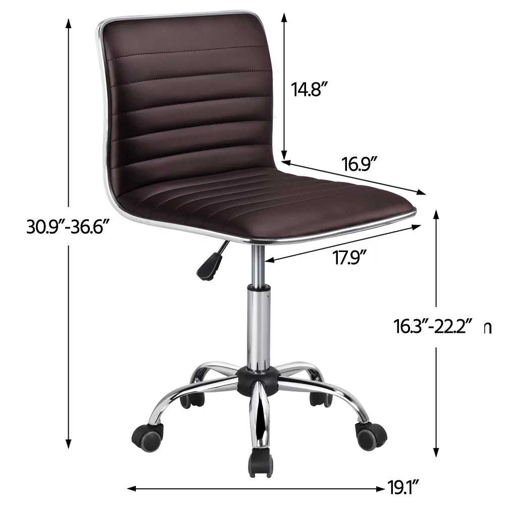 Espresso Faux Leather Swivel Office Chair Set of 2 F387294